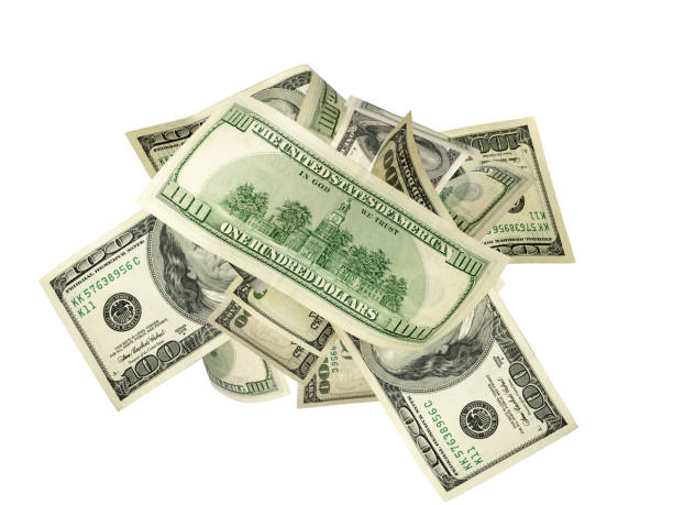istock Money stack. Hundred dollars of America. Falling money isolated, us bill. 1197728121