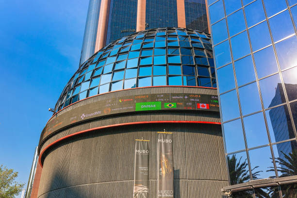 A Mexican stock exchange (also known as Mexican Bolsa or BMV) located in Mexico City on the Paseo de la Reforma. It is a second largest stock exchange in Latin America stock photo