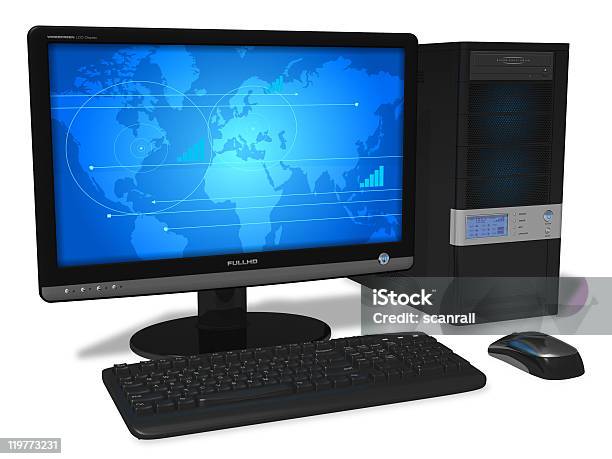 Computer Desktop - Fotografie stock e altre immagini di Affari - Affari, Ampio, Bianco