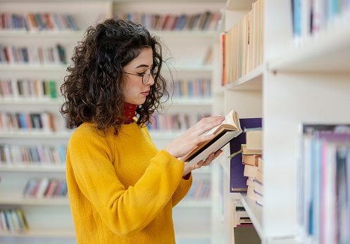 Woman in library