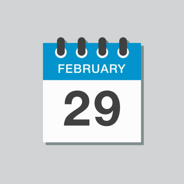 календарный день 29 февраля, високосный или межкалипный год - deadline calendar year personal organizer stock illustrations