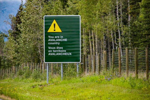 signe de route d'avertissement de pays d'avalanche - 5937 photos et images de collection