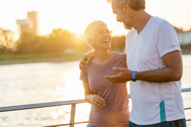 istock Senior couple relax after jogging 1197745193