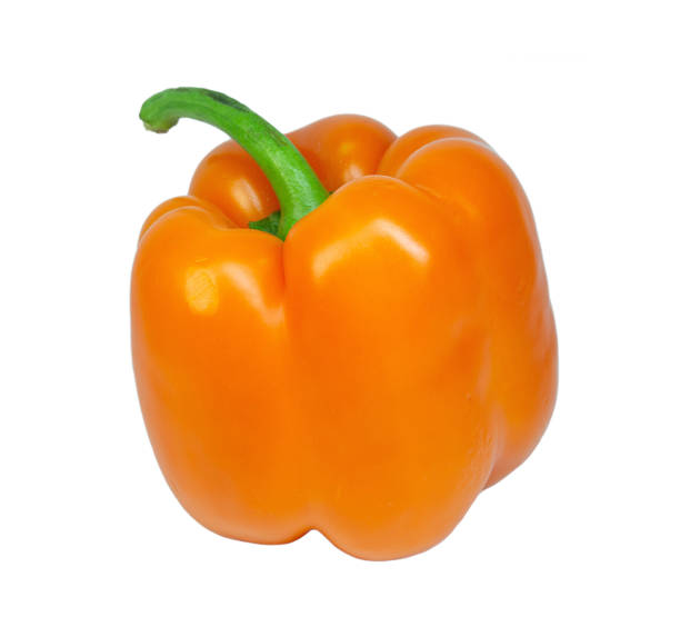istock One bright orange raw washed with tail sweet bulgarian pepper isolated on white background 1197745487