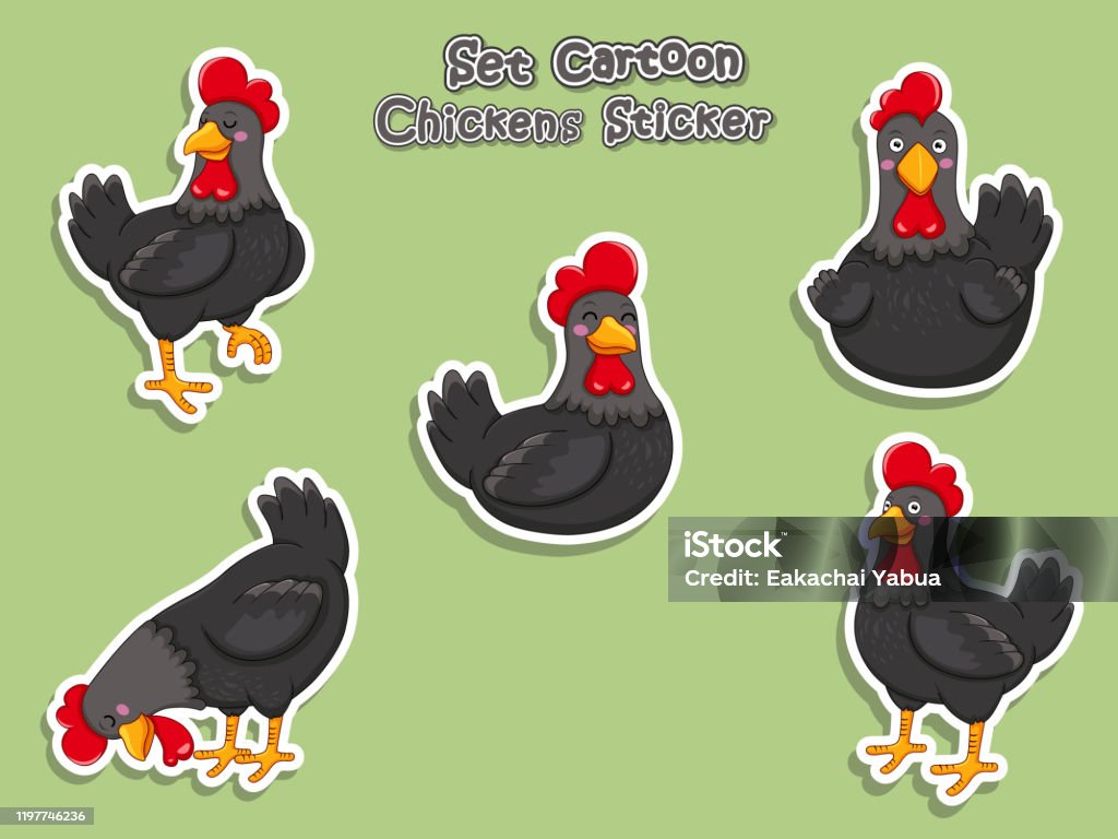 Bộ Sticker Hoạt Hình Gà Dễ Thương Vector Minh Họa Với Khung Động ...