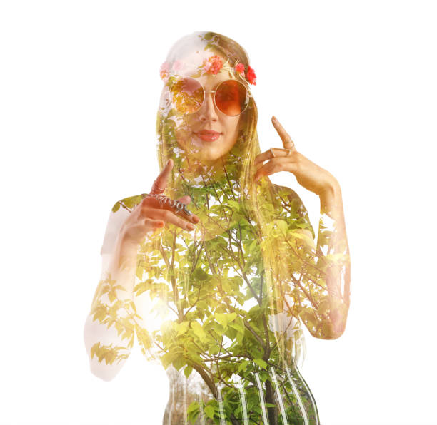 istock Multiple Exposure of hippie woman 1197750071