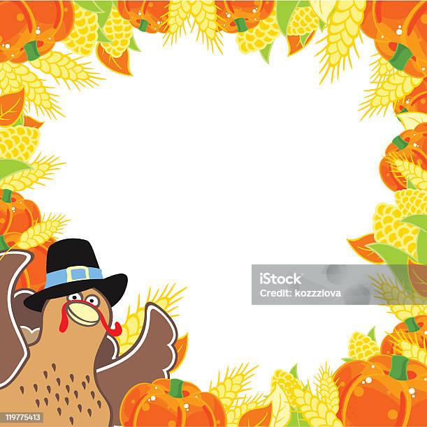 Thanksgiving Moldura - Arte vetorial de stock e mais imagens de Abóbora-Menina - Cucúrbita - Abóbora-Menina - Cucúrbita, Arte, Asa de animal