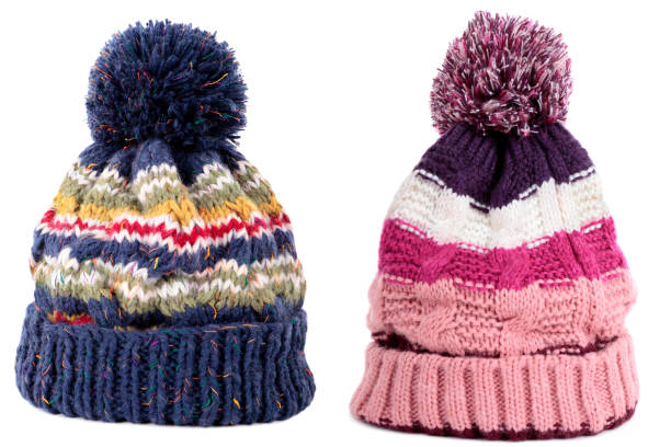 istock Blue pink winter bobble ski hat 1197759587