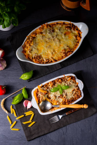 istock noodle , minced meat casserole with cheese 1197770910