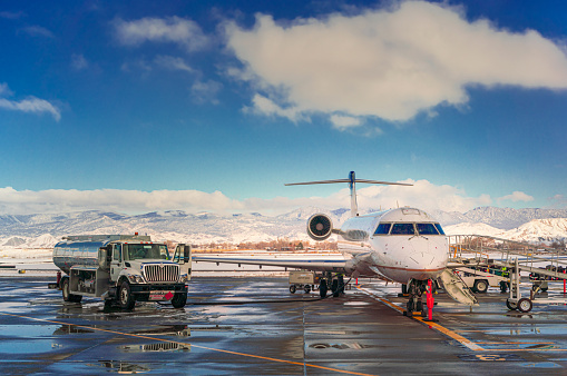 Plane at the Montrose Airport, Colorado USA