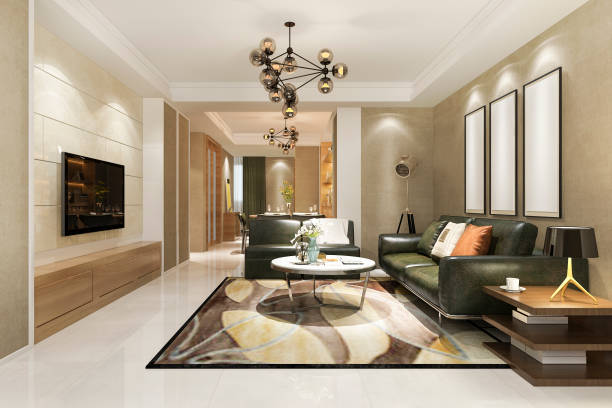 istock 3d rendering modern dining room and kitchen with living room with luxury decor 1197776068