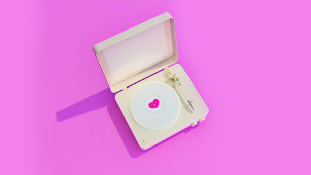 istock Cream color vinyl player 1197776955