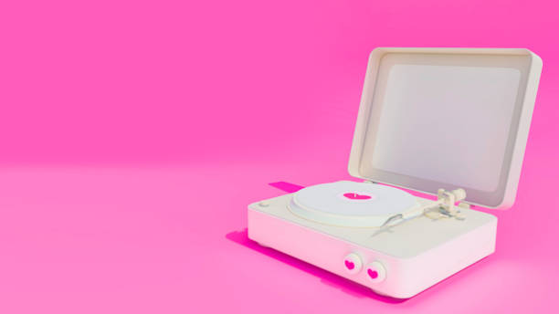 istock Cream color vinyl player 1197776998
