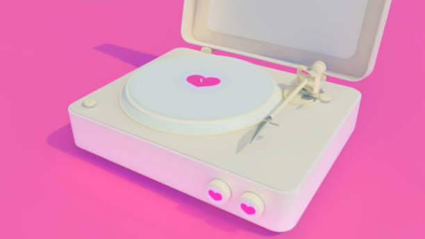 istock Cream color vinyl player 1197777044