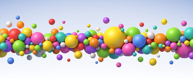 Abstract composition with colorful balls of different sizes. Realistic vector background