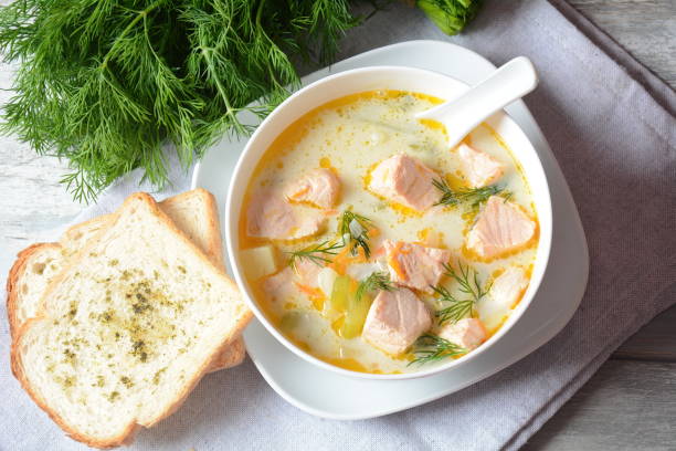 istock Creamy fish soup with salmon 1197781684