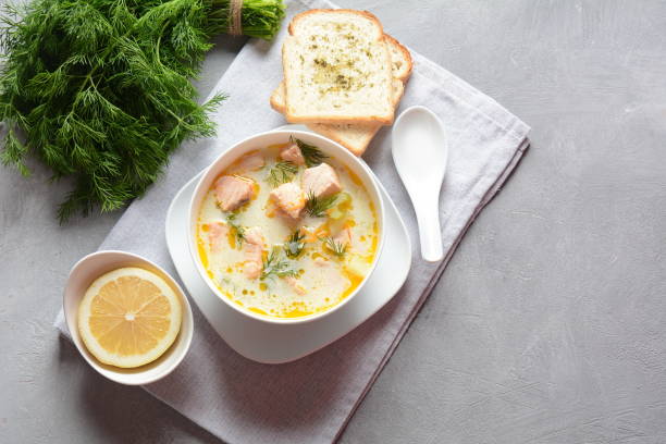 istock Creamy fish soup with salmon 1197781706