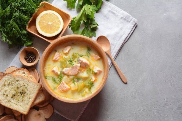 istock Creamy fish soup with salmon 1197782000