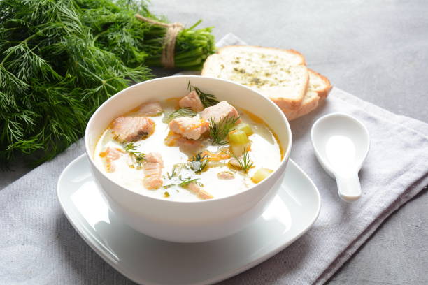 istock Creamy fish soup with salmon 1197782001