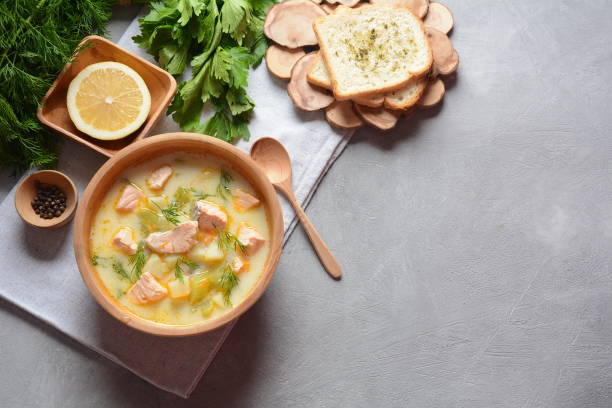 istock Creamy fish soup with salmon 1197782002