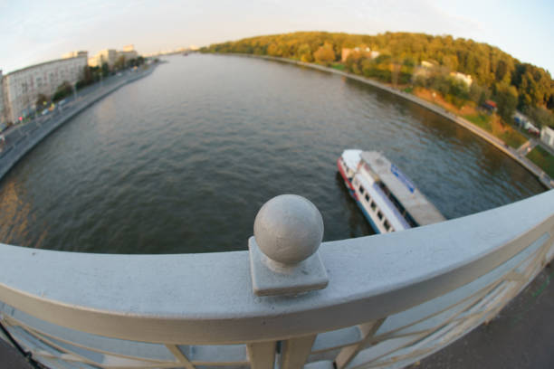Moskva River, Sparrow Hills /Vorobyevy Gory Park is popular place for walking of citizens. Photography is suitable for greeting card design, poster, postcard