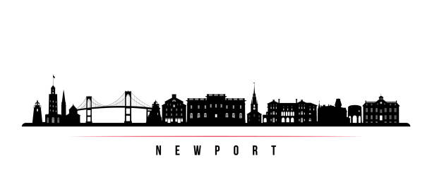 Newport skyline horizontal banner. Black and white silhouette of Newport, Rhode Island. Vector template for your design. Newport skyline horizontal banner. Black and white silhouette of Newport, Rhode Island. Vector template for your design. newport rhode island stock illustrations