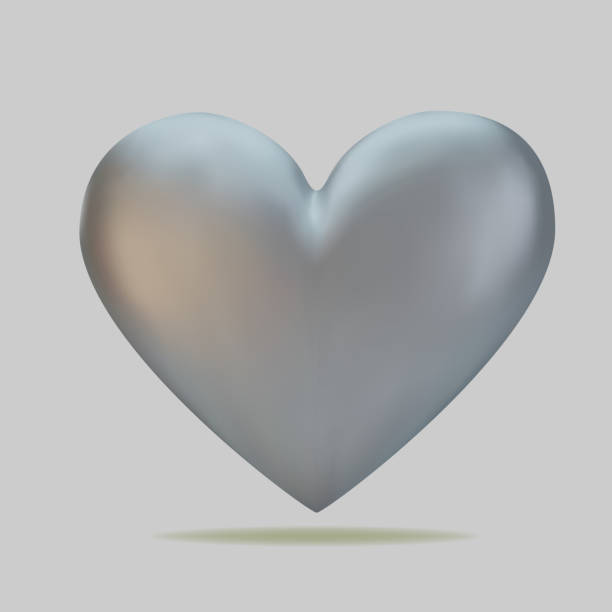 istock Realistic 3d silver heart. Happy Valentines Day greeting card. Love and wedding. Graphic element for design. Vector illustration 1197793518