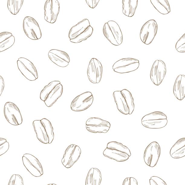 ilustrações, clipart, desenhos animados e ícones de padrão vetorial com flocos de aveia - oatmeal