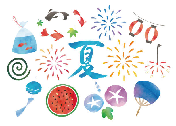 japońskie lato - lato ilustracje stock illustrations