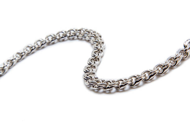 istock Silver chain bracelet isolated on white background 1197799091