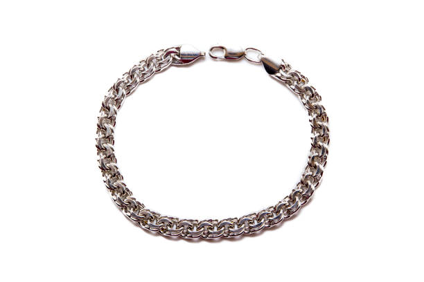 istock Silver chain bracelet isolated on white background 1197799126