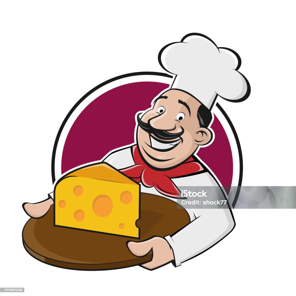 Funny Cartoon Chef Serving Delicious Cheese Stock Illustration - Download  Image Now - Adult, Badge, Cartoon - iStock