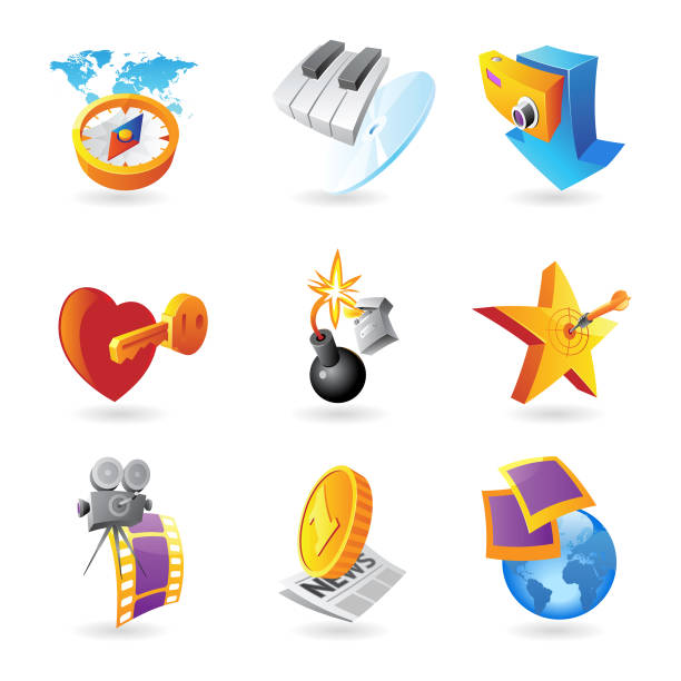 ilustrações de stock, clip art, desenhos animados e ícones de icons for leisure - compass key globe earth