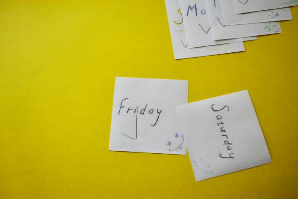istock Paper stickers: days of the week in English. 1197807231