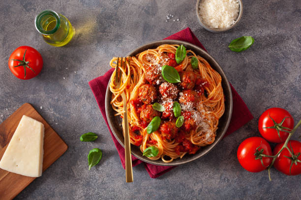 istock spaghetti with meatballs and tomato sauce, italian pasta 1197811220