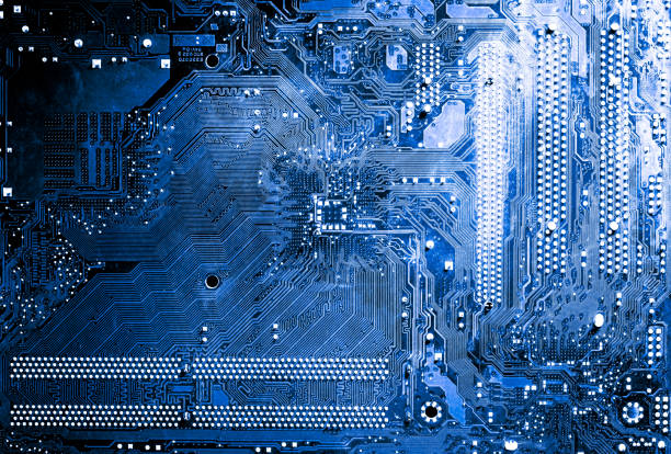 Close up of printed circuit board tracks