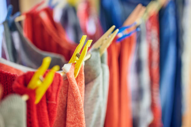 Colorful clothes hanging on the rope
