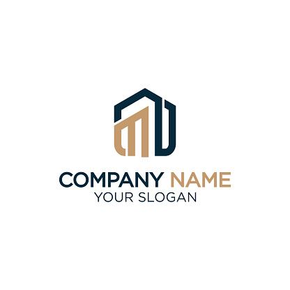 M home logo design,modern real estate logo vector