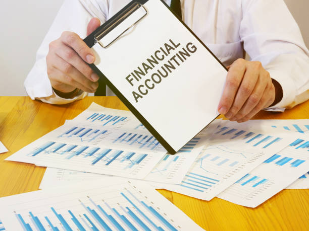 istock Writing note shows the text financial accounting 1197814742