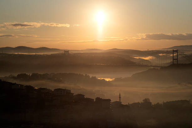 istock Istanbul view and Bosphorus Bridge at sunset. City view and cloudy sky 1197816581