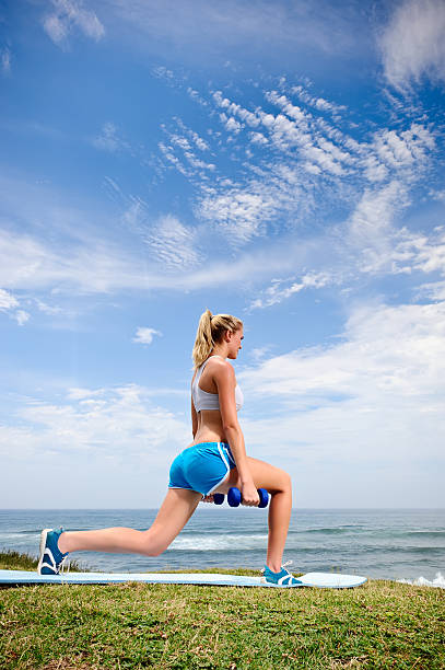 istock Blond girl stretches 119781883