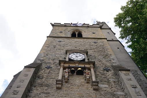 Oxford, England, UK - 2 July 2019:  Capture the famous Carfax Tower in Oxford town.