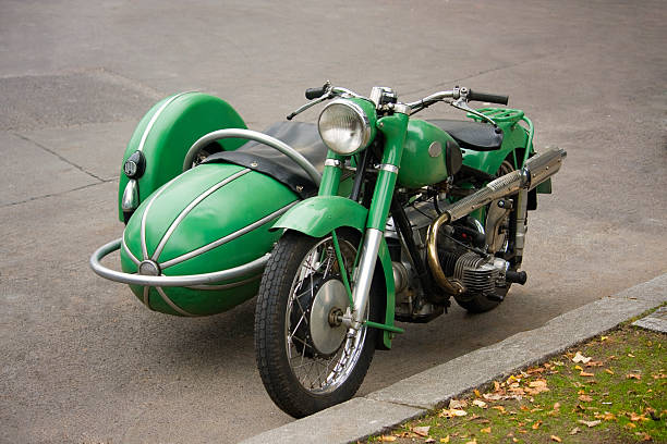Old fashioned motorcycle with sidecar  sidecar photos stock pictures, royalty-free photos & images