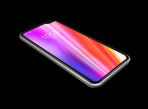 istock All-screen colorful smartphone mockup isolated on black. 3D render 1197830203