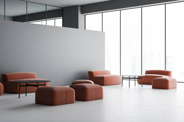 istock Gray panoramic office waiting room corner 1197831668