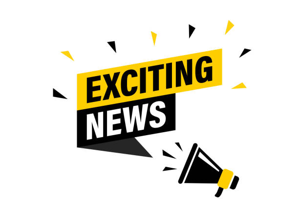 tangan laki-laki memegang megaphone dengan gelembung pidato berita yang menarik. pengeras suara. spanduk untuk bisnis, pemasaran, dan iklan. ilustrasi vektor. - pesan-pengumuman ilustrasi stok