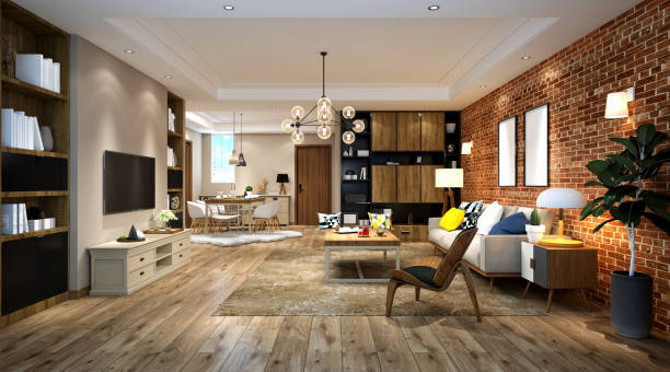 istock 3d render of Nordic Style living room 1197832080