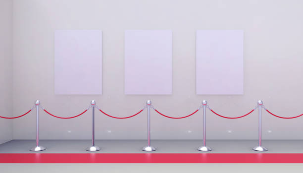 istock Gallery Art and Space exhibit in a modern and minimalist Red floor concept with a white frame on white wall background - 3d rendering 1197833502
