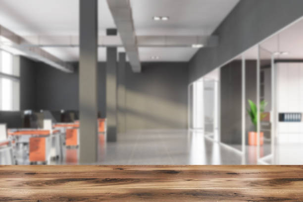 istock Table in blurry gray industrial style office 1197833590