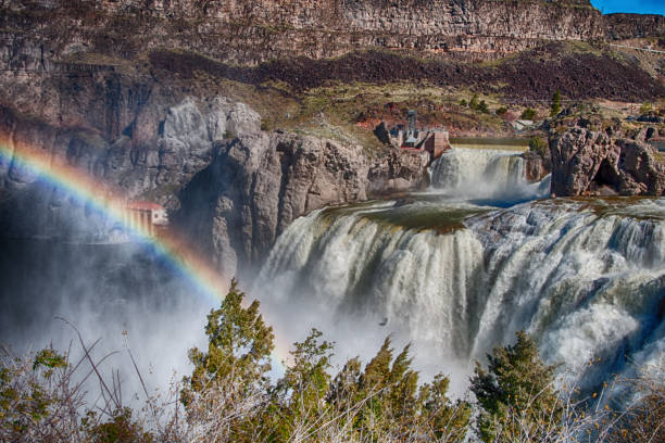 istock Rainbow from the mist of the waterfalls 1197835870